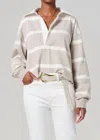 Citizen Of Humanity Aris Rugby Top In Sandatlas Pashmina Stripe In Gray