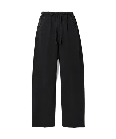 Citizen Of Humanity Aurora Cotton And Linen-blend Wide-leg Pants In Black
