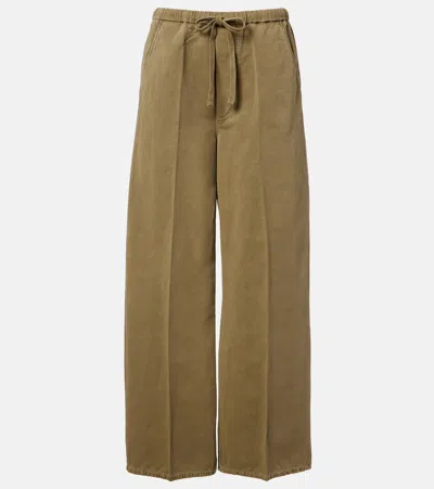 Citizen Of Humanity Aurora Cotton And Linen Wide-leg Pants In Brown