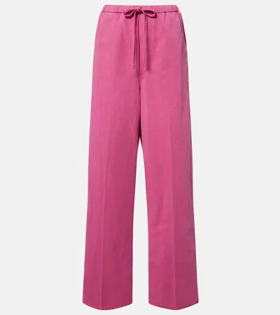 Citizen Of Humanity Aurora Cotton And Linen Wide-leg Pants In Pink