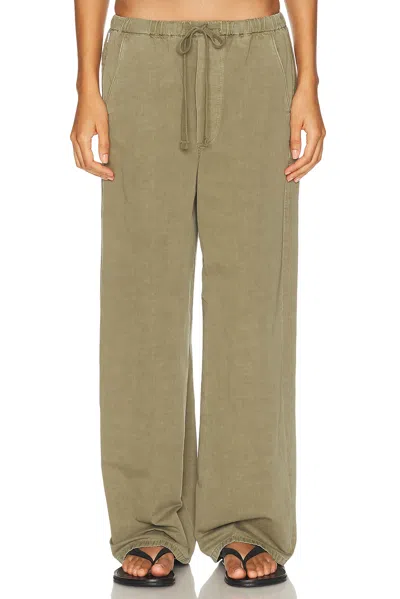 Citizen Of Humanity Aurora Cotton And Linen Wide-leg Pants In Green
