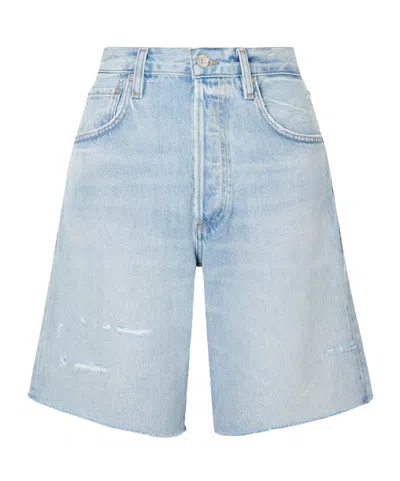Citizen Of Humanity Ayla Frayed Denim Shorts In Blue