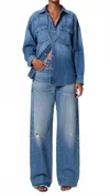 Citizen Of Humanity Ayla Baggy Distressed High-rise Wide-leg Jeans In Blue
