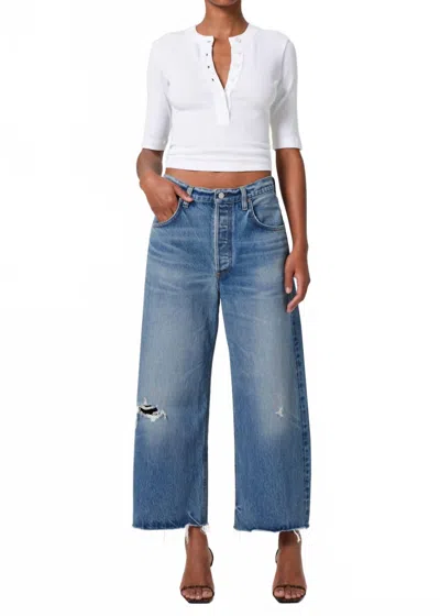 Citizen Of Humanity Ayla Raw Hem Crop In Solano In Blue