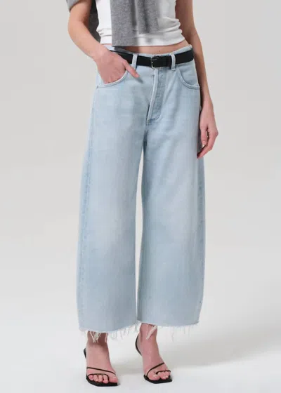 Citizen Of Humanity Ayla Cropped Frayed High-rise Wide-leg Jeans In Blue