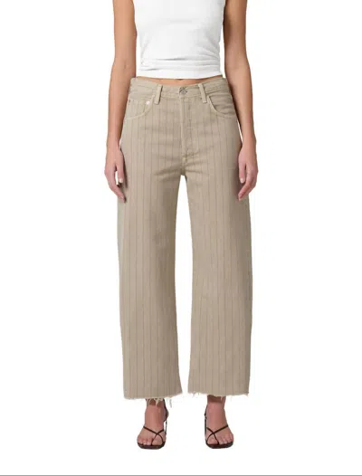 Citizen Of Humanity Ayla Raw Hem Crop Jeans In Neutral Stripe In Brown