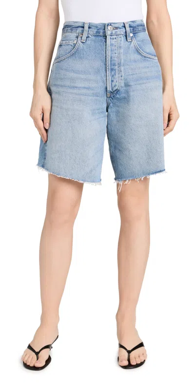 Citizen Of Humanity Citizens Of Humanity Ayla High Waist Raw Hem Cutoff Denim Bermuda Shorts In Bianca