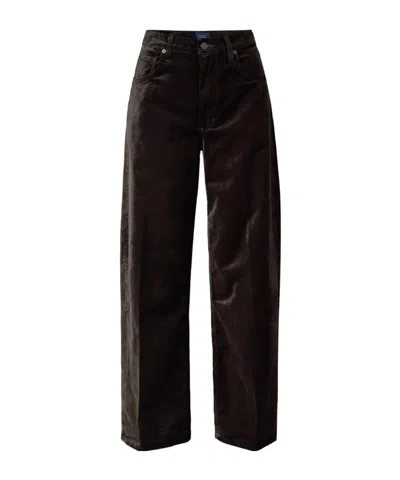 Citizen Of Humanity Ayla Baggy Cotton-blend Velvet Wide-leg Pants In Brown