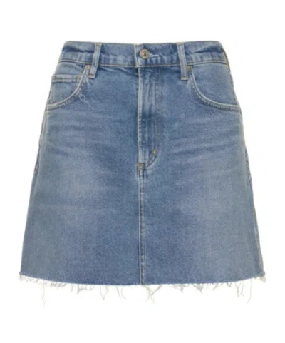 Citizen Of Humanity Beatnik Cotton Denim Mini Skirt In Blue