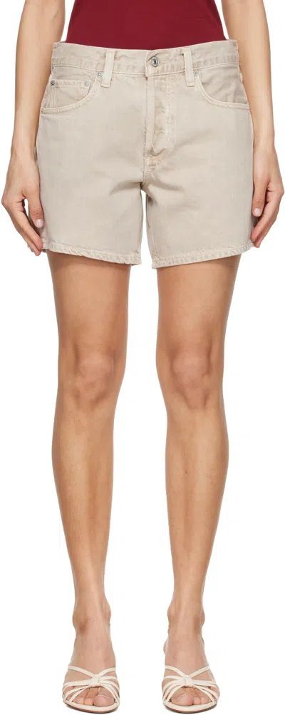 Citizen Of Humanity Beige Billie Relaxed Shorts In Brown