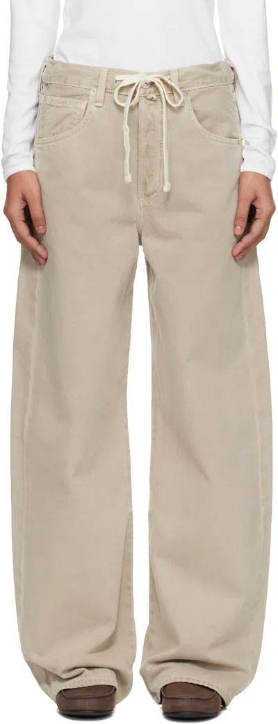 Citizen Of Humanity Beige Brynn Drawstring Jeans In Multi