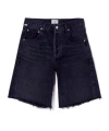 Citizen Of Humanity Brynn Drawstring Organic Cotton Denim Shorts In Black