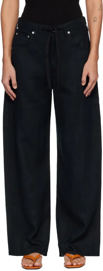Citizen Of Humanity Black Brynn Drawstring Linen Trousers