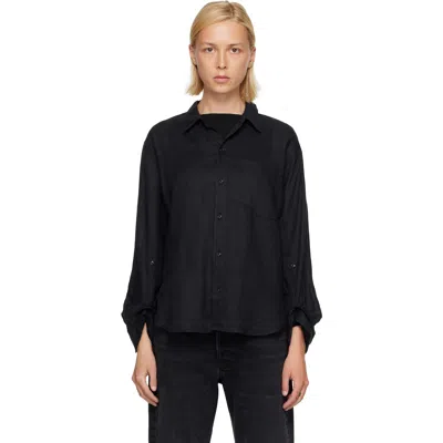 Citizen Of Humanity Black Kayla Shrunken Linen Shirt