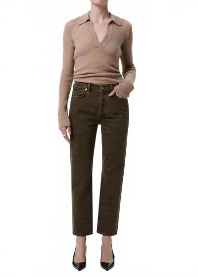 Citizen Of Humanity Blaine High Rise Straight Jeans In Olivine Zebra In Brown