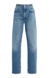 Citizen Of Humanity Blaine Horsebit-detailed Stretch High-rise Straight-leg Jeans In Blue