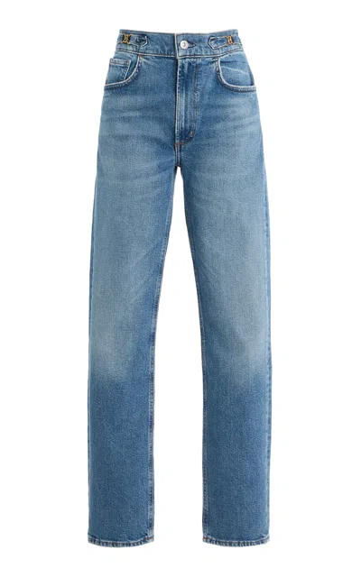 Citizen Of Humanity Blaine Horsebit-detailed Stretch High-rise Straight-leg Jeans In Blue