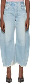 Citizen Of Humanity Horseshoe Distressed High-rise Wide-leg Jeans In Savahn (lt Indigo)