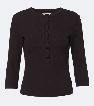 Citizen Of Humanity Boy Henley Jersey Shirt In Brown