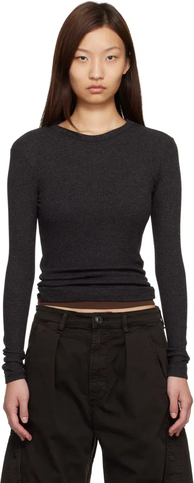 Citizen Of Humanity Brown Bina Crewneck T-shirt In Black