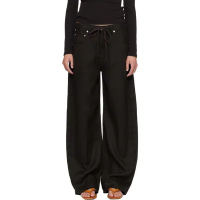 Citizen Of Humanity Brown Brynn Drawstring Linen Trousers In Black