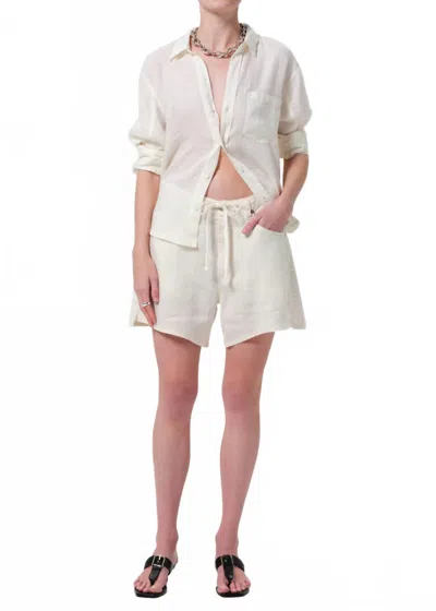 Citizen Of Humanity Citizens Of Humanity Brynn Drawstring Denim Shorts In White