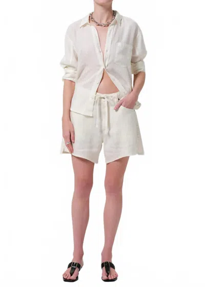 CITIZEN OF HUMANITY BRYNN DRAWSTRING LINEN SHORT IN VANILLA