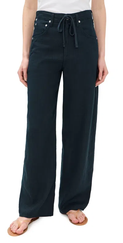 Citizen Of Humanity Brynn Drawstring Linen Trousers In True Navy In Blue