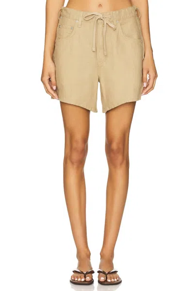CITIZEN OF HUMANITY BRYNN LINEN DRAWSTRING SHORT IN GOBI