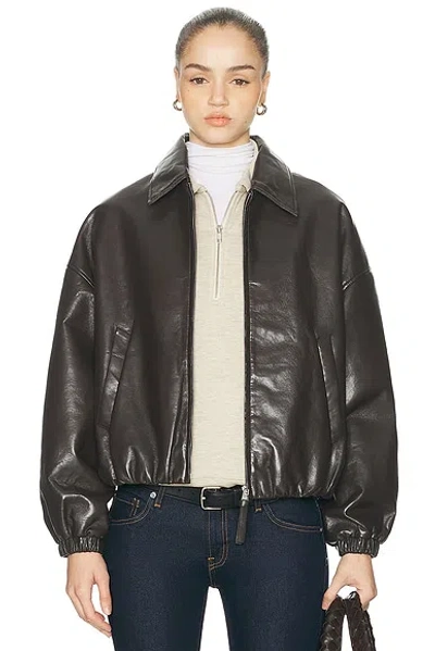 Citizen Of Humanity Bubble-hem Leather Bomber Jacket In Brown