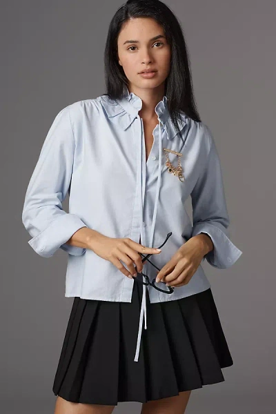 Citizen Of Humanity Calista Frill Collared Blouse In Blue