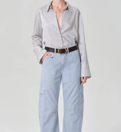 Citizen Of Humanity Camilia Button Down Shirt In Mirada Stripe In Gray