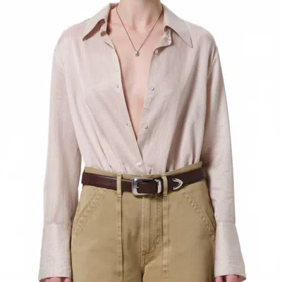 Citizen Of Humanity Camilia Long Sleeve Shirt In Sand In Pink