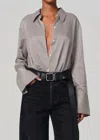 Citizen Of Humanity Camilia Shirt Button Up Shirt In Venetian Stripe In Gray
