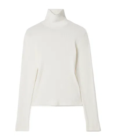 Citizen Of Humanity Caradene Ribbed Stretch-lyocell Turtleneck Sweater In White
