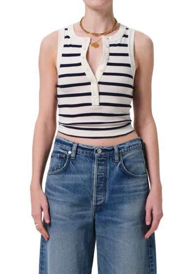 Citizen Of Humanity Caralyn Tank Top In Azure Stripe In White