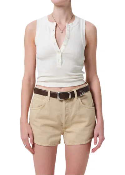 Citizen Of Humanity Citizens Of Humanity Caralyn Rib Henley Tank In White
