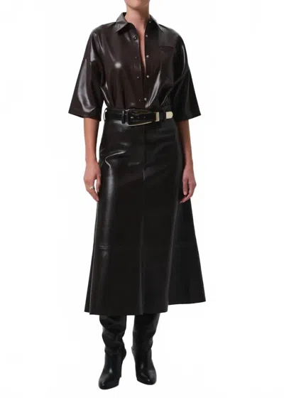 Citizen Of Humanity Cassia Leather A-line Skirt In Chocolate Dark Brown In Black