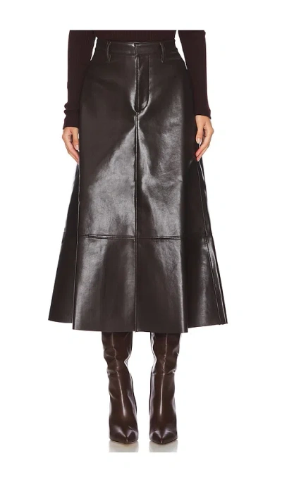 Citizen Of Humanity Cassia Leather Skirt In Chocolate Dark Brown In Black