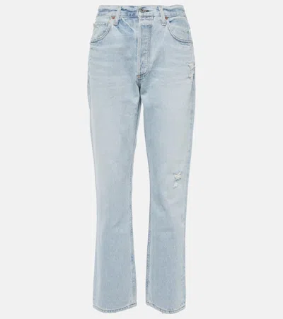 Citizen Of Humanity Blue High-rise Straight Jeans In Sunbleach