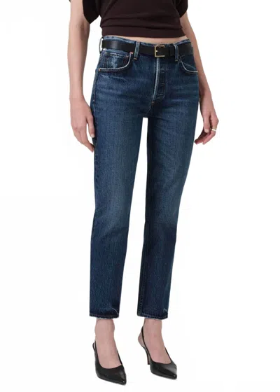 Citizen Of Humanity Charlotte High Rise Straight Jeans In Pedestal In Blue