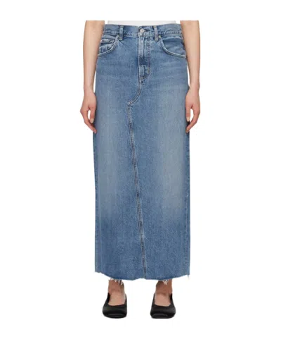 Citizen Of Humanity Circolo Denim Maxi Skirt In Blue