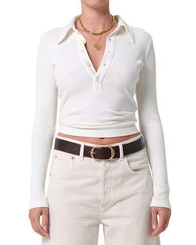 Citizen Of Humanity Citizens Of Humanity 60's Long Sleeve Polo Top In Brown