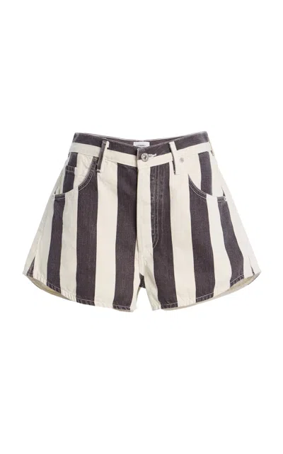 Citizen Of Humanity Citizens Of Humanity Abita Striped Denim Shorts In Gray