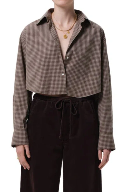 Citizen Of Humanity Citizens Of Humanity Ana Crop Long Sleeve Button-up Shirt In Brown