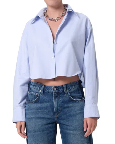 Citizen Of Humanity Citizens Of Humanity Ana Cropped Shirt In Blue