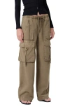 Citizen Of Humanity Womens Bezal (md Olv/grn) Andira Cotton And Linen Blend Cargo Trousers Xs In Gray