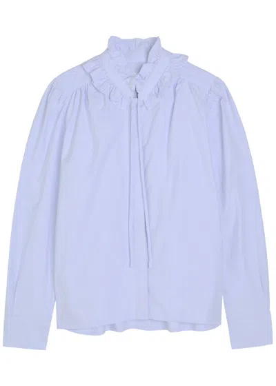 Citizen Of Humanity Citizens Of Humanity Calista Frilled Cotton Blouse In Blue