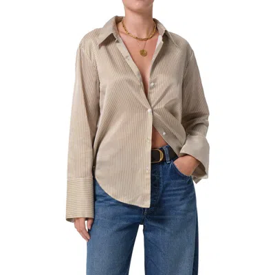 Citizen Of Humanity Citizens Of Humanity Camilia Cotton & Silk Button-up Shirt In Neutral