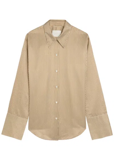 Citizen Of Humanity Citizens Of Humanity Camilia Striped Cotton And Silk-blend Shirt In Brown